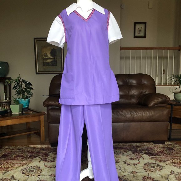 Vintage Nurse's Uniform Kenform by Kenrose Purple Medium 70's Scrubs - Picture 1 of 16